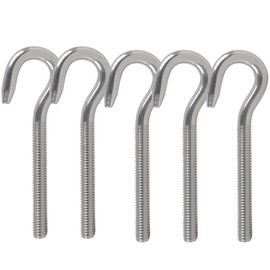 huruirui M8 5pcs Screw Hooks 304 Stainless Steel A2-70 Hook Screw Hooks with Thread Hook Heavy Duty Dowels, Hanging Item Hook Screw Bolts Outdoor Indoor Hanging Accessories