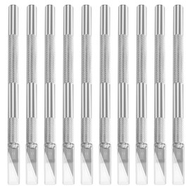Waltool 10Pcs Silver Exacto Knife Bulk Set, Stainless Steel Precision Hobby Knifes with Non-slip Handle and Protective Covers for Pumpkin Carving Scrapbooking, Model Buliding, Trimming, Cutting