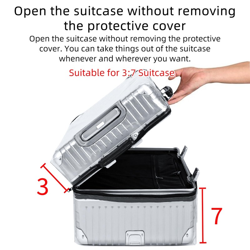 Veki Clear Protective PVC Suitcase Cover with Zip, Waterproof Dustproof