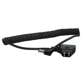 KONDOR Blue | D-Tap to DC Right Angle Coiled Cable (5.5 x 2.5mm) Compatible with Canon C70 & Atamos | 16"-32", Righ-Angle, Ultra-Durable, & Nylon Braided with Reinforced Connectors | Black
