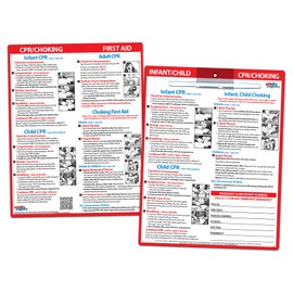 2 Pack: CPR and Choking Steps for Infants and Children Magnet with Marker (1) & CPR, Heimlich Maneuver for Babies, Kids, Adults Magnet (1) - First Aid Quick Reference Cards - Laminated - 8.5 x 11 in.