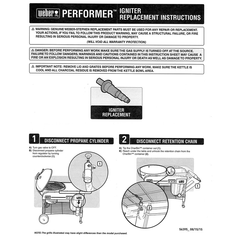 Weber Performer Replacement Gas Grill Igniter Kit 10470