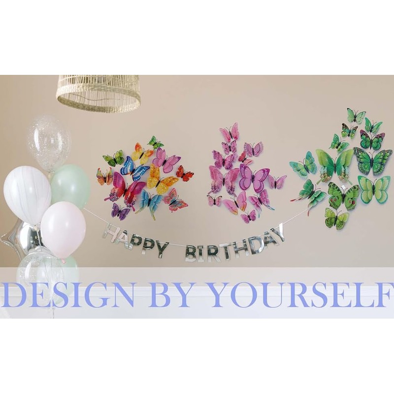 24PCS 3D Butterfly Wall Sticker Decor,3D Butterflies Stickers for Party