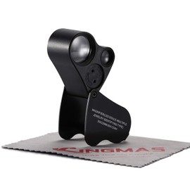 KINGMAS Illuminated Jeweler's Eye Loupe 2 Lens 30x & 60x Jewelry Magnifier Magnifying with LED Lighting (Black)
