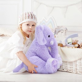 Tezituor 19.6 Inch Stuffed Elephant Giant Elephant Plush, Purple Elephant Stuffed Animal for Kids Gift for Girls Birthday Christmas Valentine's Day Themed Party Decorations