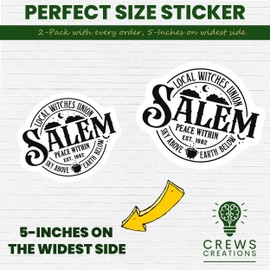 Local Witches Union Salem Sticker, Peace Within Sticker, Sky Above Earth Below Decal, Witchy Car Sticker, Magical Coven Sticker - 5-Inch Sticker - 2-Pack - CCSTICKER00696