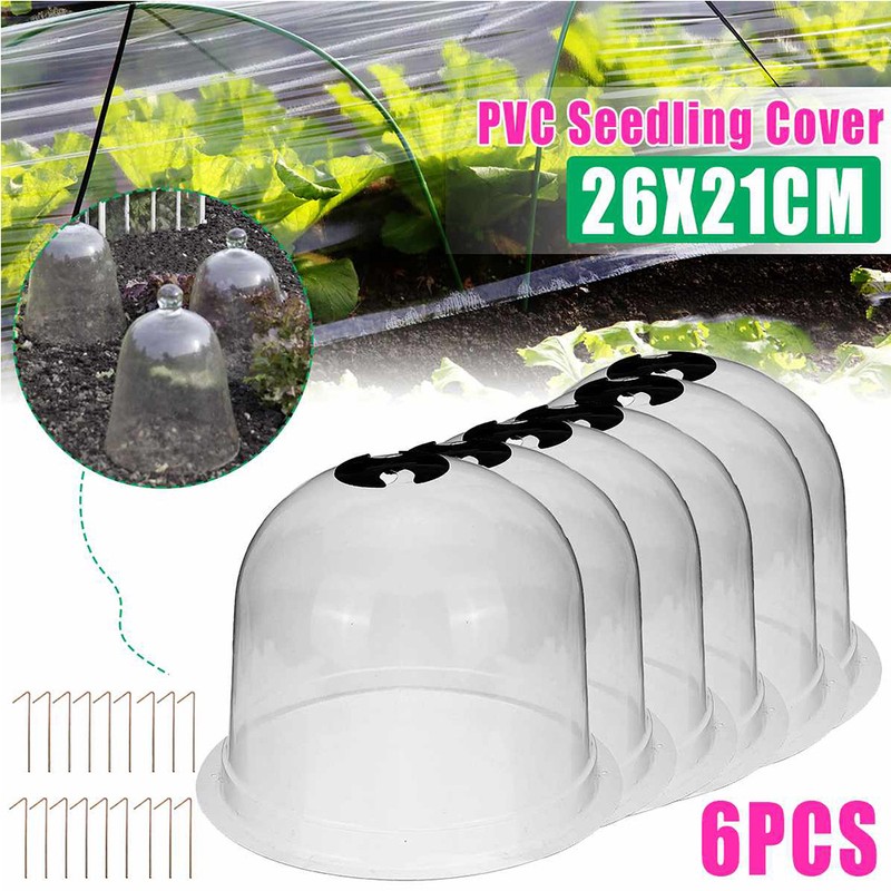 6PCS Reusable Garden Plant Cloche Plastic Dome Protective Seedling Covers
