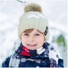 Kids Fur Pom Pom Black Knit Winter Beanie Ski Cap