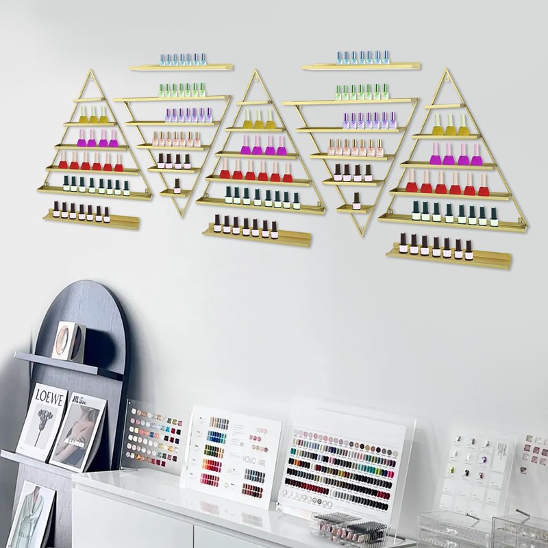 KONKENIE 5 Tier Nail Polish Display Rack Wall-Mounted Metal Storage