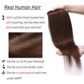 S-noilite Clip in Human Hair Extension 8Inch 18 Clips Short Clip in Hairpieces 45g 8 Pieces Thin Remy Hair For Women With Thin Hair Add Hair Volume Medium Brown