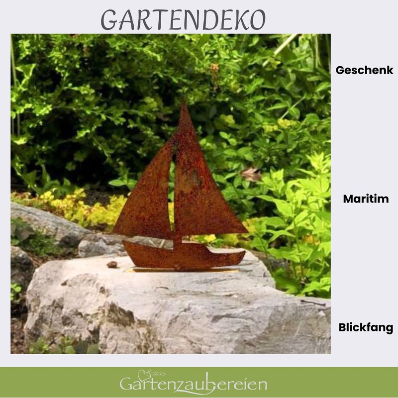 Garden Magic Decorative Ship Sailing Boat in Rust Look for