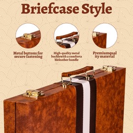 Backgammon Set, 11 Inch Backgammon Sets With Premium Leather Case, Portable Board Game With Acrylic Playing Pieces & Wooden Dice Cups, Backgammon Travel Sets For Adults And Kids (Brown)