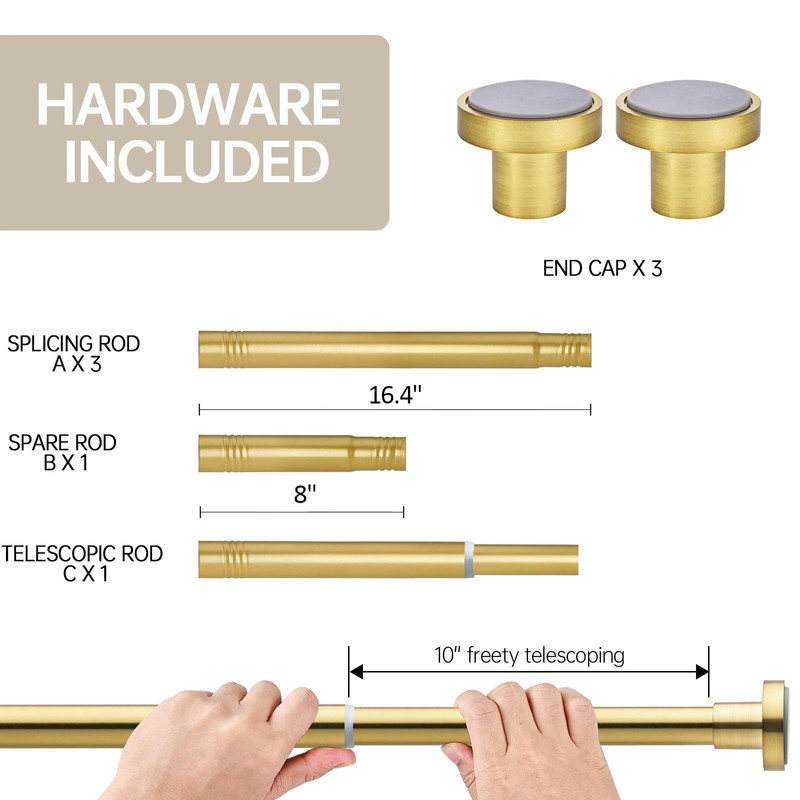 BRIOFOX Shower Curtain Rod Adjustable 18-78 Inch, Spring Tension Shower