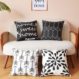 Wilproo Throw Pillow Covers Modern Decorative Throw Pillow Case Cushion Case for Room Bedroom Patio Sofa Chair Car Decoration, Black, 18 x 18 Inch