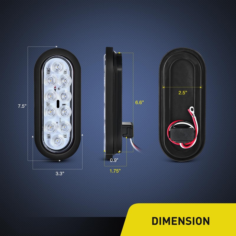 Nilight 6 Inch Oval Trailer Tail Light with Flush Mount
