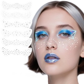 Joybble Glitzer Sommersprossen Gesichtstattoo, 6 Stück Temporäre Tattoos für Kinder und Frauen, Tattoos zum Aufkleben für Mädchen und Erwachsene, Festival Schmuck, Boho Gesichtsdekor, Silber