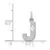14k White Gold Solid Satin Diamond-cut Initial J Charm Pendant