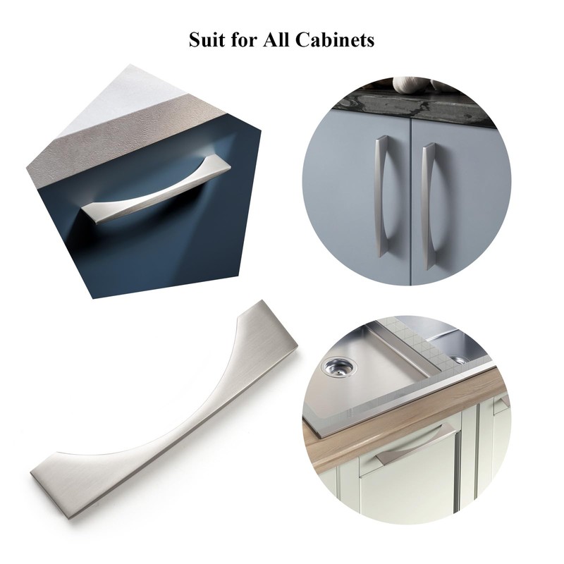 Goo-Ki Modern Zinc Alloy Cabinet Handle,3.75''(96mm) Hole Center Brushed Nickel