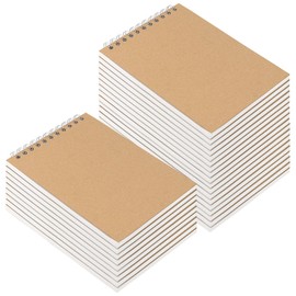 HOZEON 30 PCS A6 Size Top Spiral Bound Sketch Notebooks, Blank Kraft Brown Cardboard Cover Sketch Pad for Animation, Sketching, Drawing, Doodling and Journaling, 60 Sheets for Each Pad