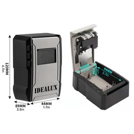 IDEALUX Key Box, Metal Grey Keylock Box Wall Mounted, Portable Security Lock Box