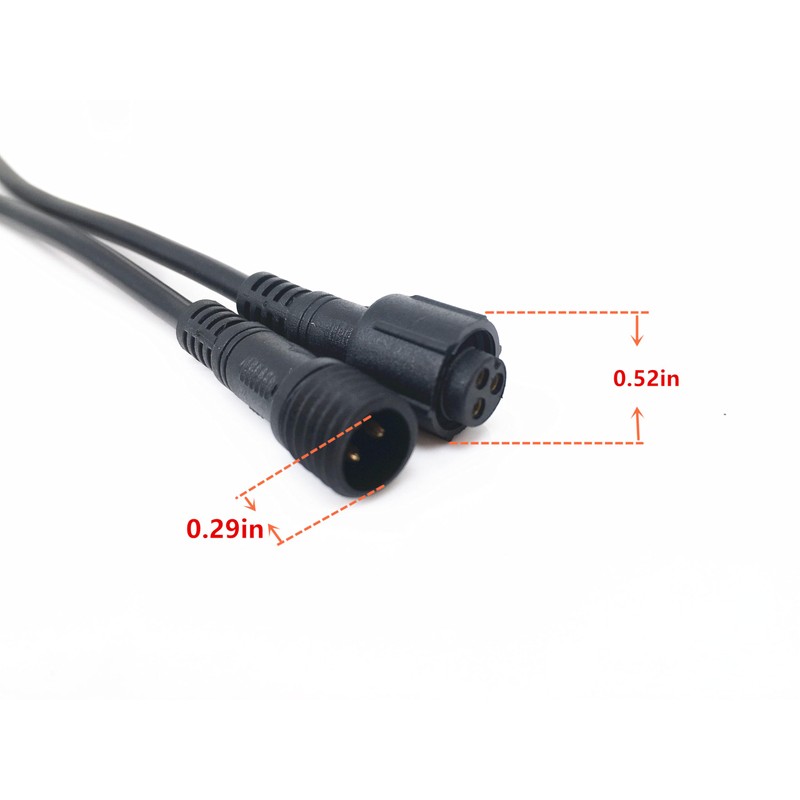HUALAND 6 Pair Black 3 Pin Waterproof Connector，Waterproof Male Female