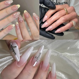 Creaglam Cover Acrylic Powder for Nail: 3 Pcs Super Acrylic Nail Powder Polymer for Carving Nails - 28g Clear White Nude Professional Colored Acrylic Powder Kit - 3D French Nail Manicure Extension