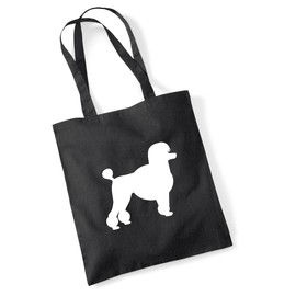 huuraa Jute Bag Poodle Silhouette Bag Cotton 10 Litres Size with Motif for Dog Lovers Gift Idea for Friends and Family, black