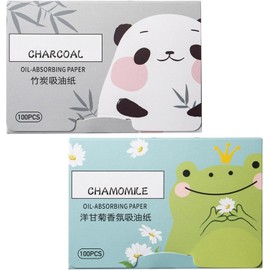 200 Sheets Oil Absorbing Sheets for Face, Makeup Blotting Paper Oil Blotting Sheets, Oil Blotting Sheets for Face Soft Oil Unisex Blotting Papers for Oily Care (Bamboo charcoal+Chamomile)