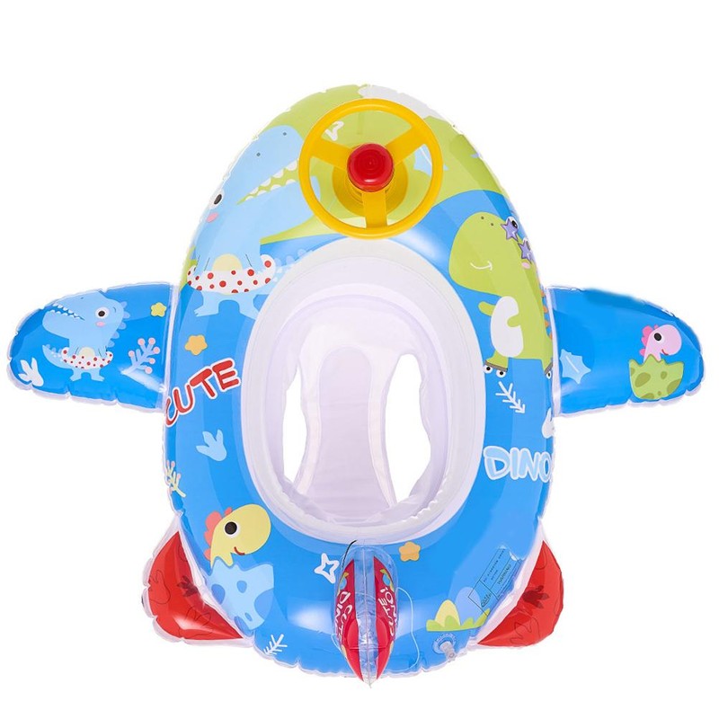 Baby Pool Float with Safety Seat Steering Wheel Cartoon Airplane