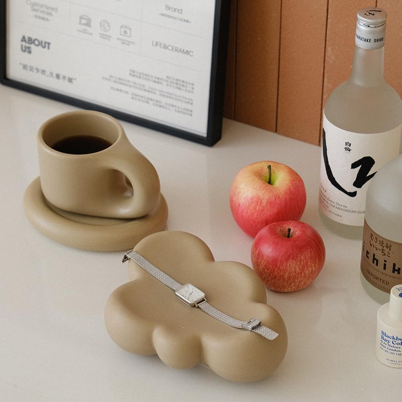 Cube Cloud Ring Holder, Chubby Trinket Dish, Matte Crème