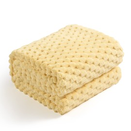 Excervent Flannel Fleece Throw Blanket (50x40 inches), Hexagon Jacquard Decorative Fuzzy Warm Blankets for Kids, Super Soft Cozy, Suitable for All Seasons, Light Yellow