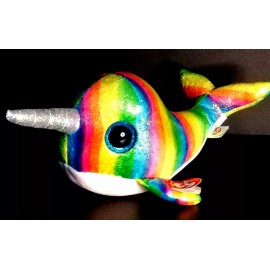Ty New Ty Beanie Boos Nori The Narwhal Plush Rainbow Shimmer  13"
