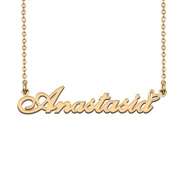 18K Gold Plated Name Necklace Anastasia for Women Heart Pendant Jewelry Gifts