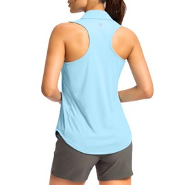 SANTINY Women's Golf Shirts Tank Tops Sleeveless Tennis Polo Racerback with Collar Athletic Tanks Quick Dry (Light Blue_M)