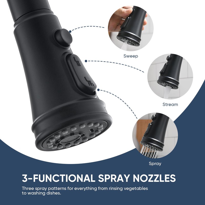 WEWE Vintage Kitchen Faucet with Pull Down Sprayer, Stainless Steel