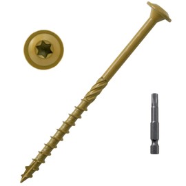 LIONMAX Lag Screws 4 Inch, Structural Wood Screw #14 x 4", 50-PCS Heavy Duty Construction Screw, Rust Resistant, Washer Head, Bronze Coated Exterior Wood/Lag/Timber Screws, Star Drive with Bit