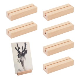 Kisstta Wooden Card Holder, Wooden Place Card Holder, Postcard Holder, Menu Card Holder, Photo Holder for Wedding Table Number, Place Card Holder, Photo Stand (Wood Colour, 6)