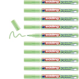 edding 751 Gloss Paint Marker - pastel Green - 10 Paint Markers - Round Tip 1-2 mm - Paint Pen for Glass, Pebbles, Wood, Plastic, paper - Waterproof, high coverage