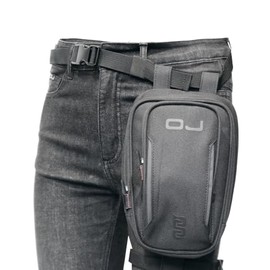 OJ Marsupio da Gamba City Track per Moto, 15x21x5 cm, 1,5 L, con Cover Antipioggia, Nero