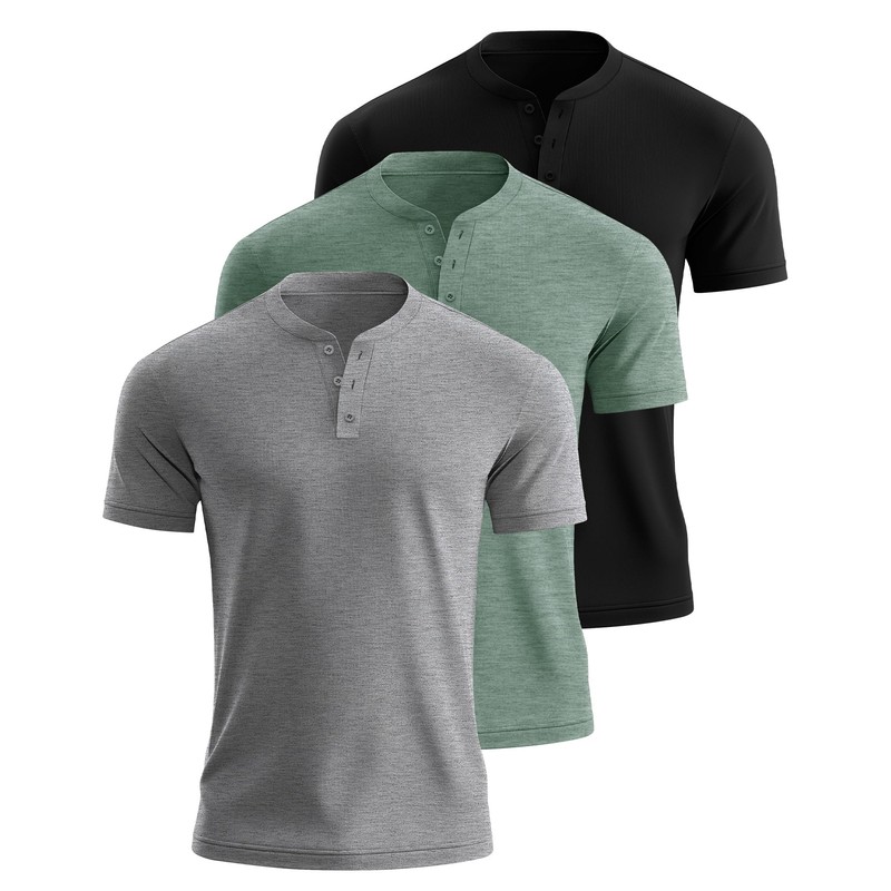 Ficerd 3 Pack Men's Big and Tall Shirts Cotton Short