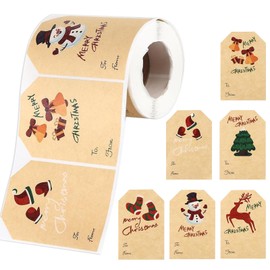 300PCS Christmas Gift Tags Stickers, Self Adhesive Gift Tags for Christmas Presents, Christmas Name Tags for Present Party Bags Cards Envelope (2.95 X 1.97 Inch)