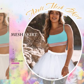 Coridy Tutus for Women Adult Ballet Skirt Multi Layered Tulle Tutu Rave Costumes for Women Girls Teens (White)