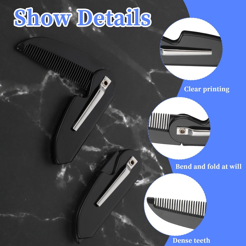 6 Pcs Folding Beard Comb Mustache Comb Pocket Combs for