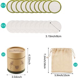 Reusable Makeup Remover Pads (20 Pack) With Washable Laundry Bag And Round Box for Storage | Eco-Friendly Natural Bamboo and Organic Cotton Rounds For All Skin Types