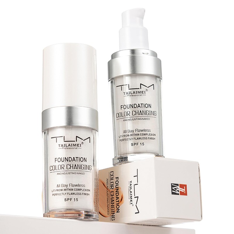 Colour Changing Foundation, Full Coverage Liquid Foundation, Long-Lasting Waterproof Makeup