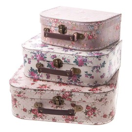 Sass & Belle Set mit 3 Koffern im Vintage-Design mit Rosenmotiv.