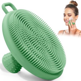 GEENOA Silicone Face Scrubber, Manual Face Scrubber Exfoliator for Men/Women with Soft Bristles and Non-Slip Handle, Gentle Facial Scrubber for Super Lathering & Deep Cleansing(Green)