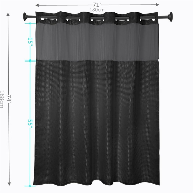 goodbath Ringless Shower Curtain, Waffle Shower Curtains for Bathroom,Mesh Top