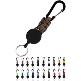 SasuGadget Retractable Keychain, Compact & Durable Key Reel with Carabiner, Strong Metal Wire for Keys, Badges, Card Holder, Fishing, and Kids’ Use, brown (mocha)