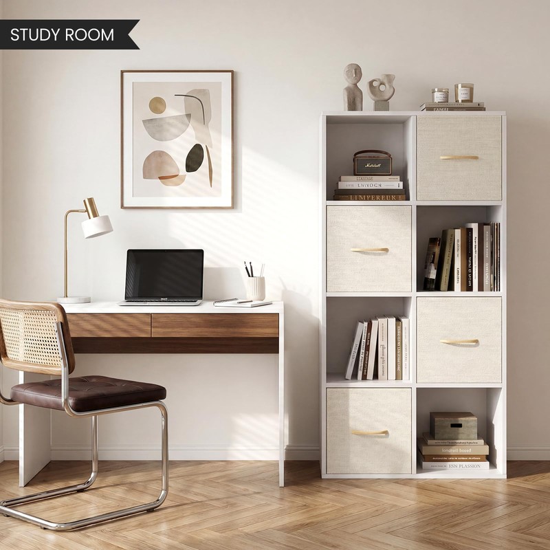 8 Cube Storage Organizer - Solid Wood Bookshelf with 4